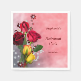 Serviette En Papier Roses Rouges Et Jaunes Chic Retraite