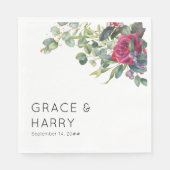 Serviette En Papier Roses rouges et serviettes Mariages d'Eucalyptus (Devant)