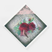 Serviette En Papier Roses Rouges Florales Finch Ephémère Découpage (Coin)