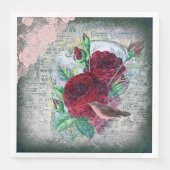 Serviette En Papier Roses Rouges Florales Finch Ephémère Découpage (Devant)
