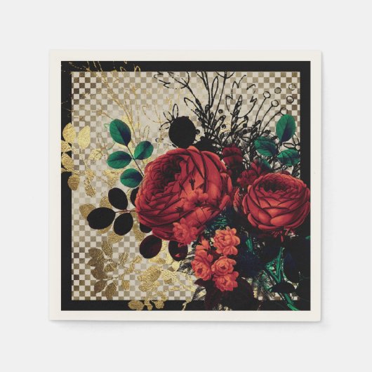 Serviette En Papier Roses rouges gothiques (Devant)