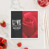 Serviette En Papier Roses rouges gothiques Aimer au premier Mariage de (En situation)