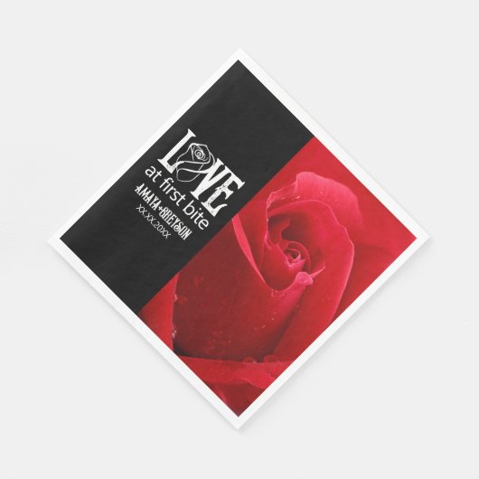 Serviette En Papier Roses rouges gothiques Aimer au premier Mariage de (Coin)