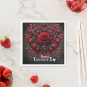 Serviette En Papier roses rouges gothiques Saint Valentin (En situation)