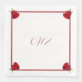 Serviette En Papier Roses rouges Mariage Monogram Napkins (Devant)