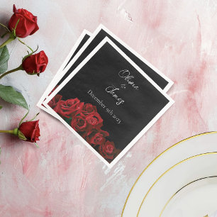 Serviette En Papier Roses rouges Noir blanc
