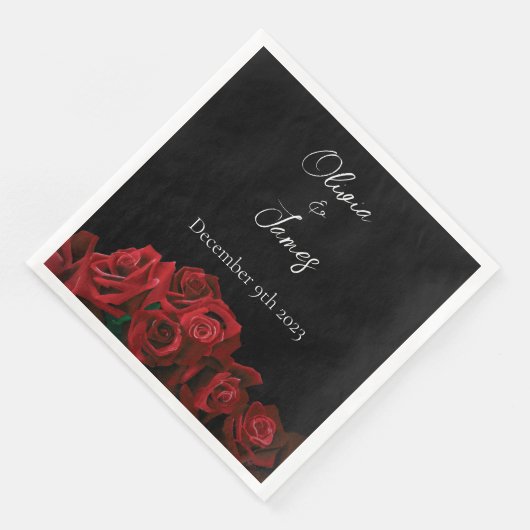 Serviette En Papier Roses rouges Noir blanc (Coin)