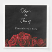 Serviette En Papier Roses rouges Noir blanc (Devant)