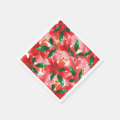 Serviette En Papier Roses Rouges Papier Floral Cocktail (Coin)