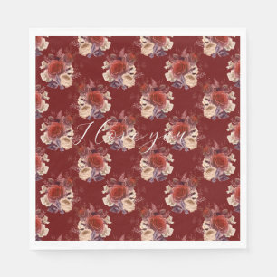 Serviette En Papier Roses rouges romantiques Floral