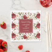 Serviette En Papier Roses rouges romantiques Mariage rose pâle (En situation)