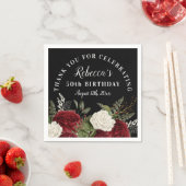 Serviette En Papier Roses rouges sur Noir 50e anniversaire Merci (En situation)