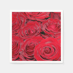 Serviette En Papier Roses rouges vibrantes