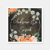 Serviette En Papier Roses sur Black Cocktail Napkin (Devant)