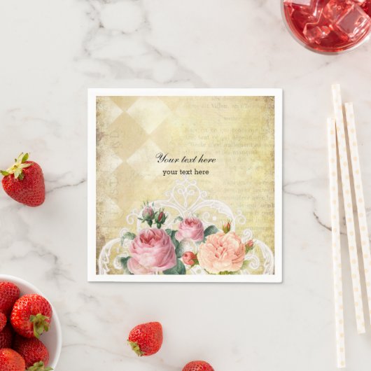 Serviette En Papier Roses vintages (En situation)