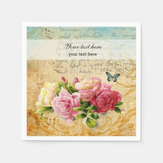 Serviette En Papier Roses vintages (Devant)