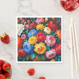 Serviette En Papier Roses vives et colorées