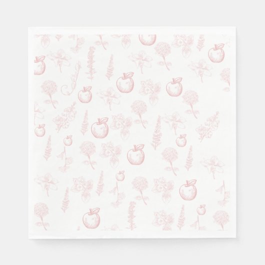 Serviette En Papier Rosh Hashana Apple Toile rose jetable Napkin jetab (Devant)