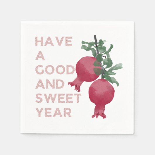 Serviette En Papier Rosh Hashana Juif Nouvel An Souhaite w. Grenade (Devant)