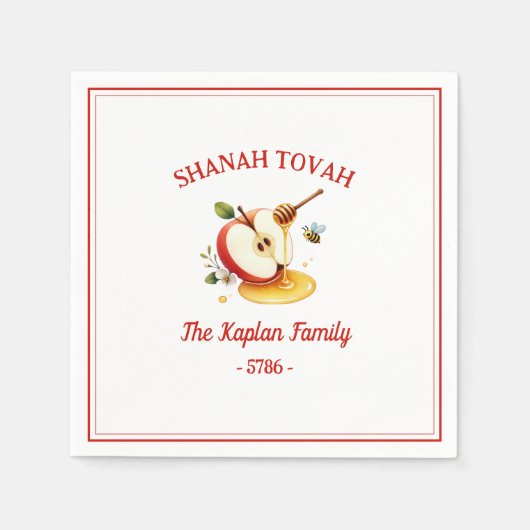 Serviette En Papier Rosh Hashanah Shanah Tovah Apple Honey Famille (Devant)