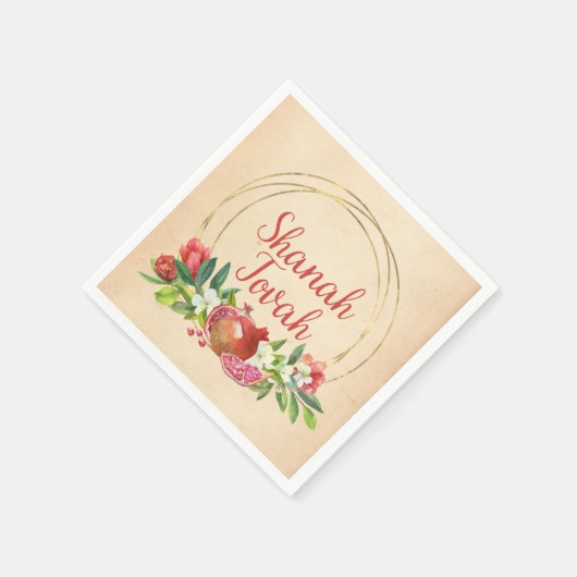 Serviette En Papier Rosh Hashanah "Shanah Tovah" avec grenade (Coin)
