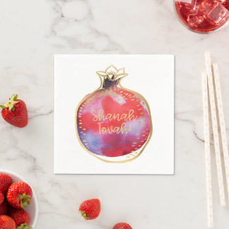 Serviette En Papier Rosh Hashanah "Shanah Tovah" w. Grenade blanc