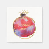 Serviette En Papier Rosh Hashanah "Shanah Tovah" w. Grenade blanc (Devant)