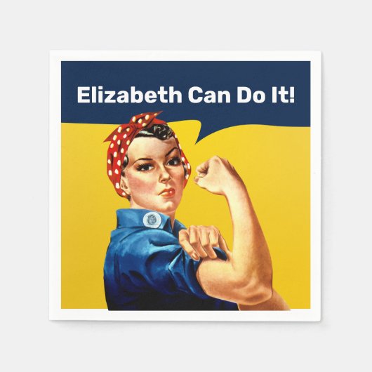 Serviette En Papier Rosie la riveteuse | Napkin | Personnaliser (Devant)