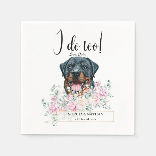 Serviette En Papier Rottweiler Chien Mariage Cocktail Napkins (Devant)