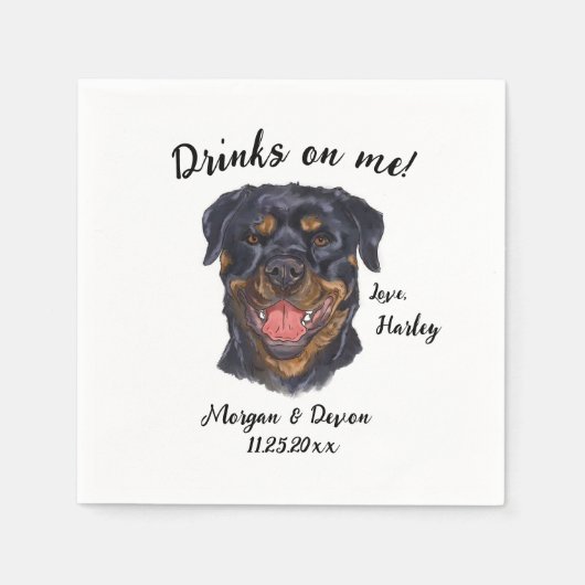 Serviette En Papier Rottweiler Cocktail Napkin (Devant)