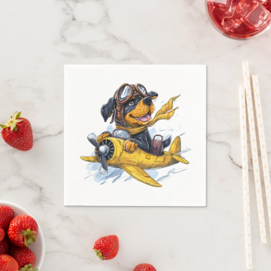 Serviette En Papier Rottweiler Dog Avion Pilote (En situation)