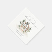 Serviette En Papier Roue d'ancre nautique feuillage floral mariage (Coin)