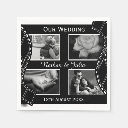 Serviette En Papier Roue de film noir et blanc (Devant)