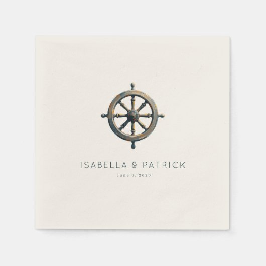 Serviette En Papier Roue de navigation en bronze élégante (Devant)