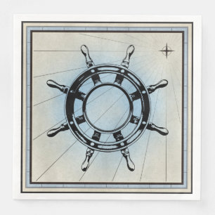 Serviette En Papier Roue de navire nautique vintage pour la navigation