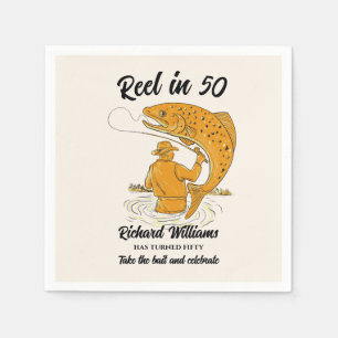 Serviette En Papier Roue en 50 Pêche Vintage Hommes 50e anniversaire