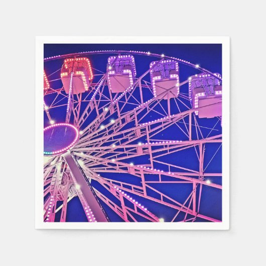 Serviette En Papier Roue Ferris rouge et violet (Devant)