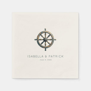Serviette En Papier Roue nautique en bronze élégant