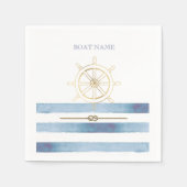 Serviette En Papier Roue nautique en or, Bleu Aquarelle (Devant)