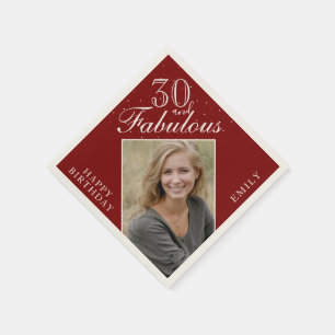 Serviette En Papier Rouge 30 et Fabuleux Élégant Photo 30e Anniversair