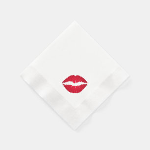 Serviette En Papier Rouge à lèvres rouge riche marque de baiser