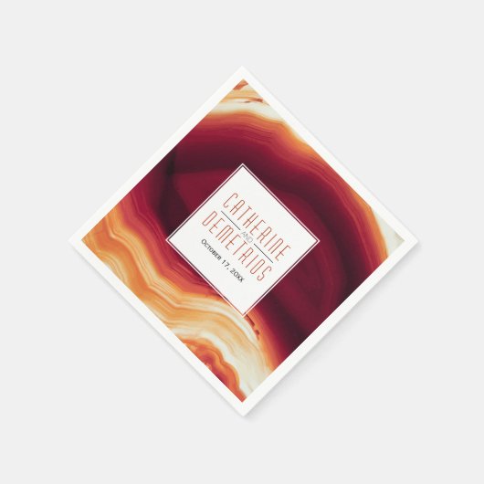 Serviette En Papier Rouge agate slice géode moderne mariage d'automne (Coin)
