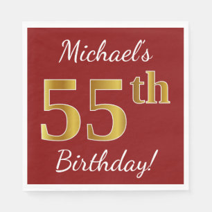 Serviette En Papier Rouge, anniversaire d'or de Faux