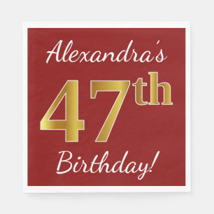 Serviette En Papier Rouge, anniversaire d'or de Faux quarante-septièm