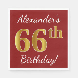 Serviette En Papier Rouge, anniversaire d'or de Faux soixante-sixième