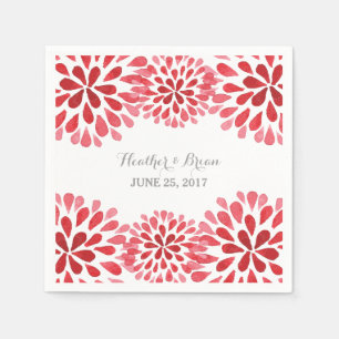 Serviette En Papier Rouge Aquarelle Chrysanthemum Papier serviettes
