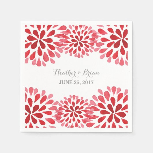 Serviette En Papier Rouge Aquarelle Chrysanthemum Papier serviettes (Devant)