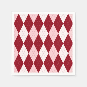 Serviette En Papier Rouge Argyle Rouge Clair Petit Diamant