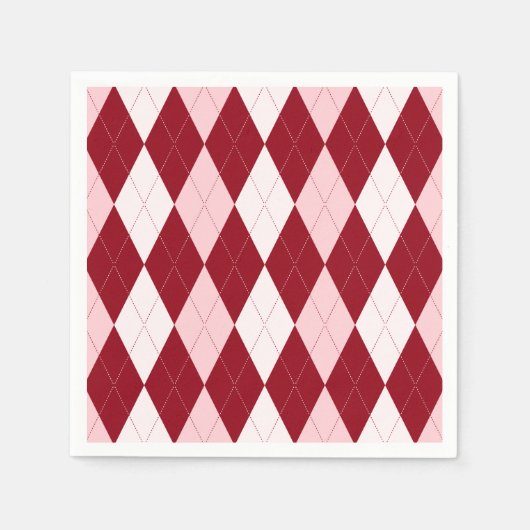 Serviette En Papier Rouge Argyle Rouge Clair Petit Diamant (Devant)