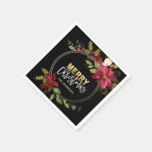 Serviette En Papier ROUGE Black Poinsettia MERRY NOËL (Coin)